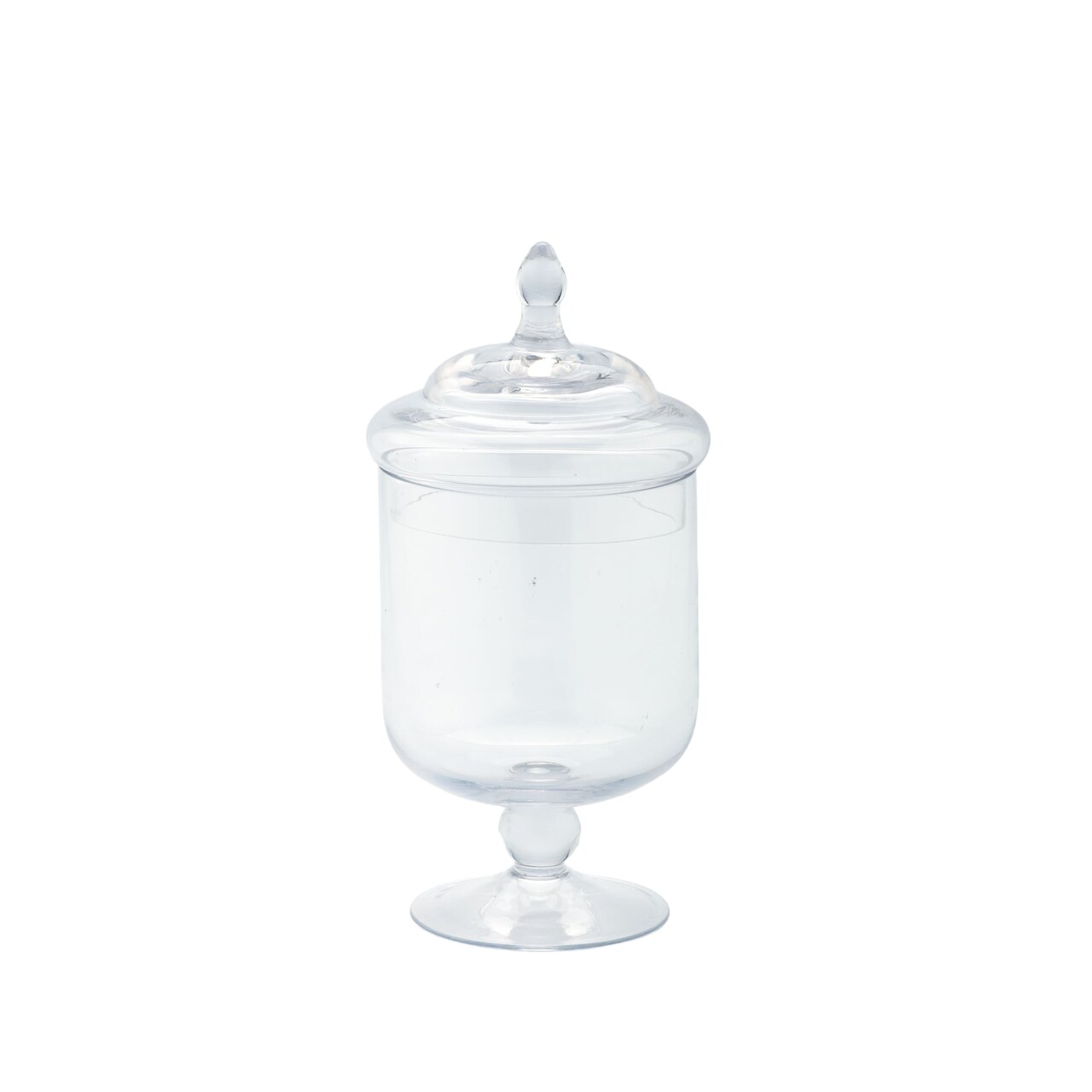 CC Home Furnishings 9" Clear Solid Candy Dish Jar with Finial Lid